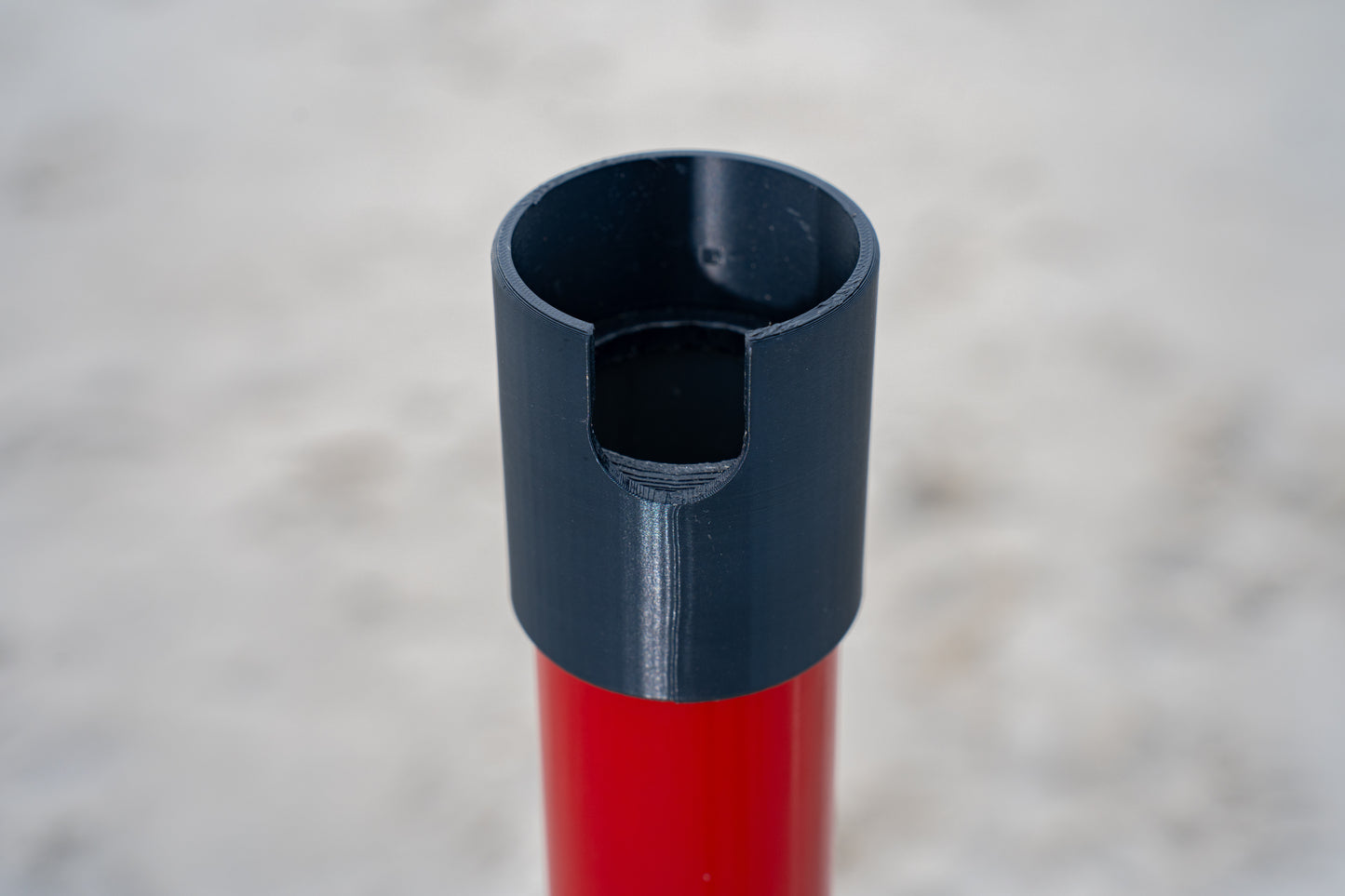 Custom red aluminum surf fishing rod holder beach spike close up black 3d printed cap