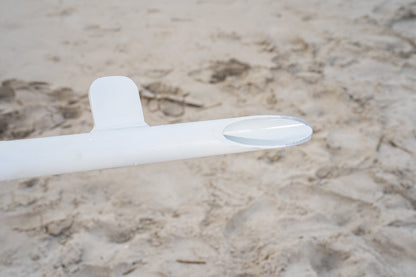 Custom white aluminum surf fishing rod holder beach spike bottom with stabilizer